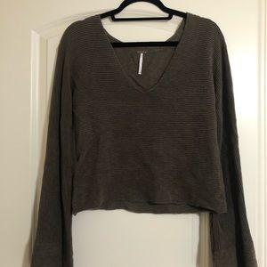 FREE PEOPLE Cropped Bell-Sleeve Top